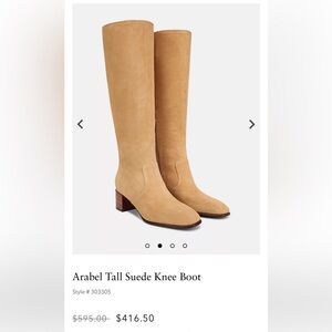 Vince Arabel Tan Knee Boots Suede Block Heel